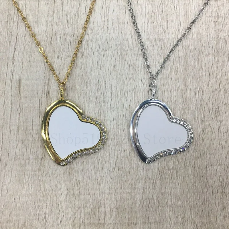 12pcs Free shipping Blank sublimation Heart-shaped necklace with crooked heart jewelry heat transfer blank material DIY newgift