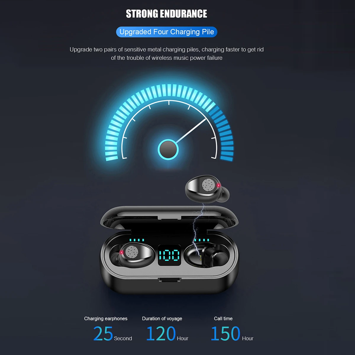 Цифровой дисплей Bluetooth 5,0 TWS наушники беспроводные наушники стерео Спортивные Беспроводные гарнитуры 2000 мАч Мощность для iPhone Xiaomi