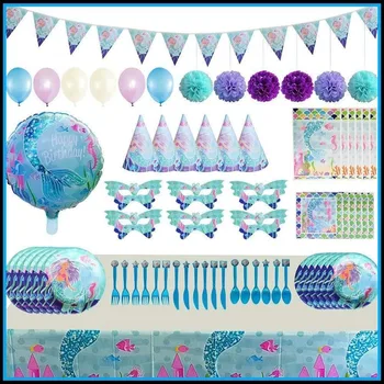 

Mermaid Party Decoration Mermaid Disposable Tableware Mermaid Theme Party Decoration Mermaid Balloon Packaging Bag