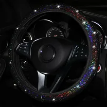 

PU Leather Steering Wheel Cover Protector 37-38cm Anti-slip Glitter Bling