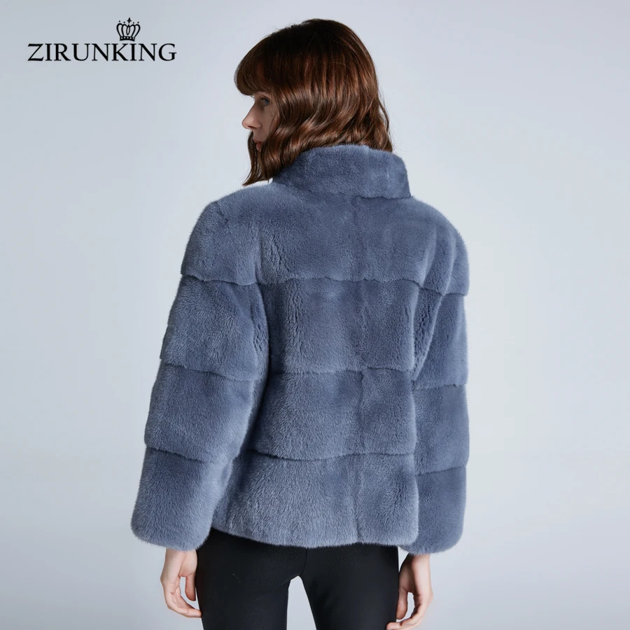 ZIRUNKING Brand New Women Real Mink Fur Coats Female Thick Warm Reversible Mink Fur Jacket Lady Fashion Winter Outerwear ZC1946