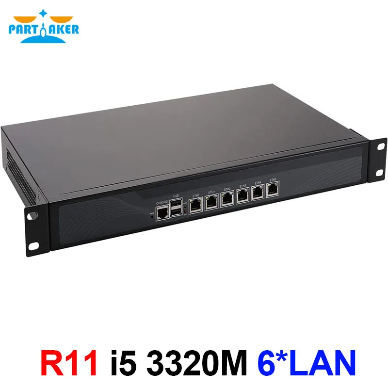 Partaker R11 ploše serveru 1U firewall pfsense 1U firewall frézku s 6 gigabit LAN intel dvojí jádra i5 3320M 8GB beran 128GB SSD