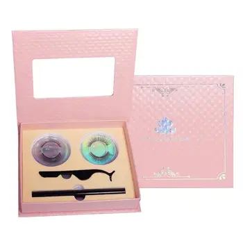 

1 Set Self-adhesive Eyeliner Eyelash Suit False Eyelash Set for Lady (Pink)