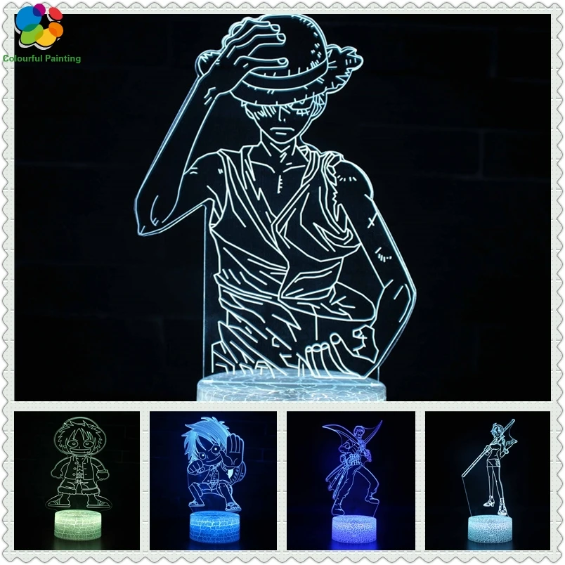 Пульт дистанционного управления один кусок Luffy Solon Nami 3D свет светодиодный трещины