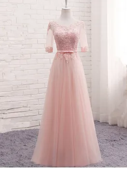 

Women's formal prom evening dress lace embroidery long wedding party bridesmaid dress Plus size graduation Ceremony Dress