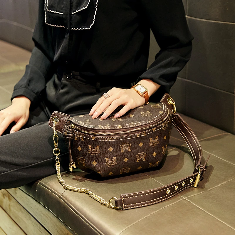 Riñonera de lujo de gran tamaño para mujer, bolso de pecho de de diseñador, la moda coreana, marrón, cruzado|Riñoneras| AliExpress