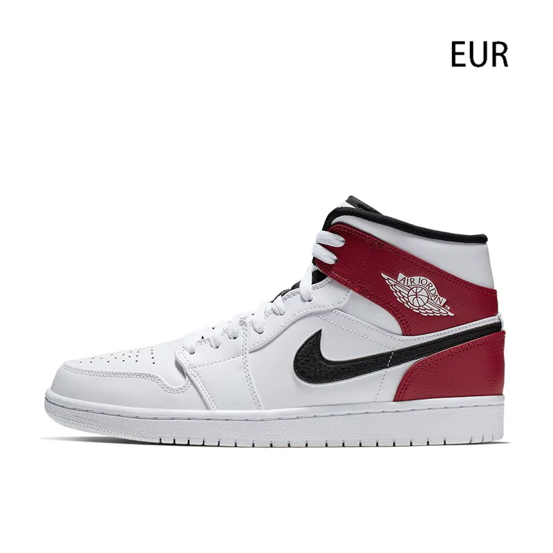 Nike Air Jordan 1 Ретро ботинки с высоким берцем баскетбольные кеды для Для мужчин ОГ модные красный, белый дышащий - Цвет: 554724-116