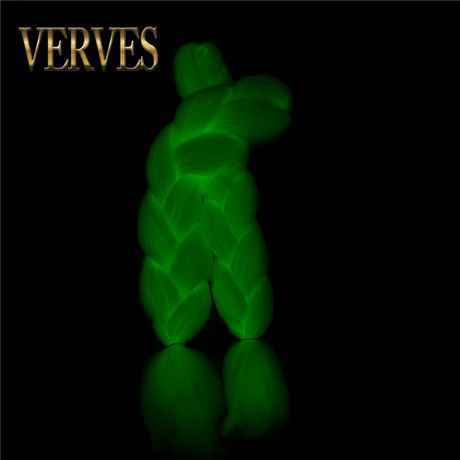 VERVES Light Synthetic Braids 24 Inch Ombre Braiding Hair Extensions Jumbo Braid Shining In The Dark Luminous Braided Pink Green 2