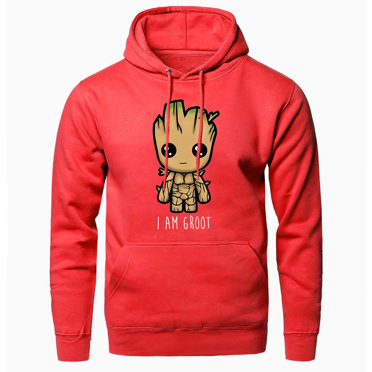 

Men fashion groot Anime printed hooded tracksuits handsome fluffy fleece sweatshirt spring autumn hip hop streetwear man jackets