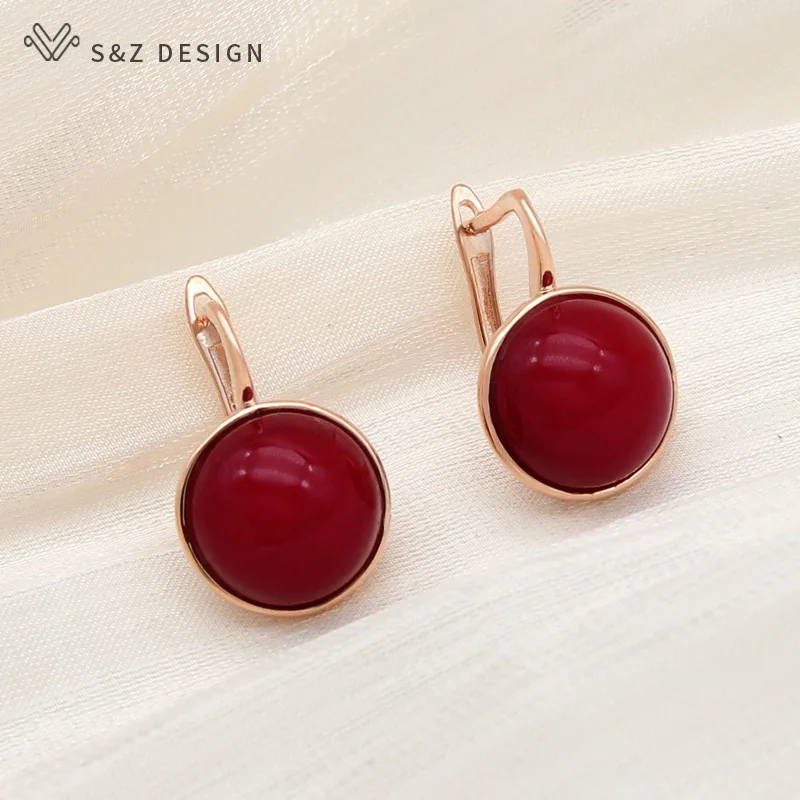 S&Z DESIGN New Simple Large Round Simulated-pearl Dangle Earrings For Women Girl Wedding Rose Gold Color Jewelry