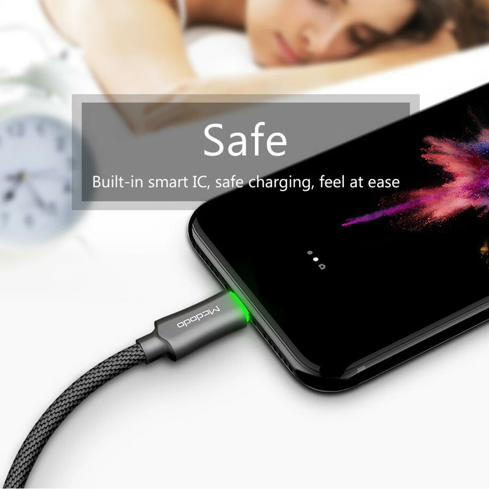 MCDODO автоматическое отключение нейлоновая оплетка USB зарядное устройство USB кабель usb кабель для iPhone серии Быстрая зарядка