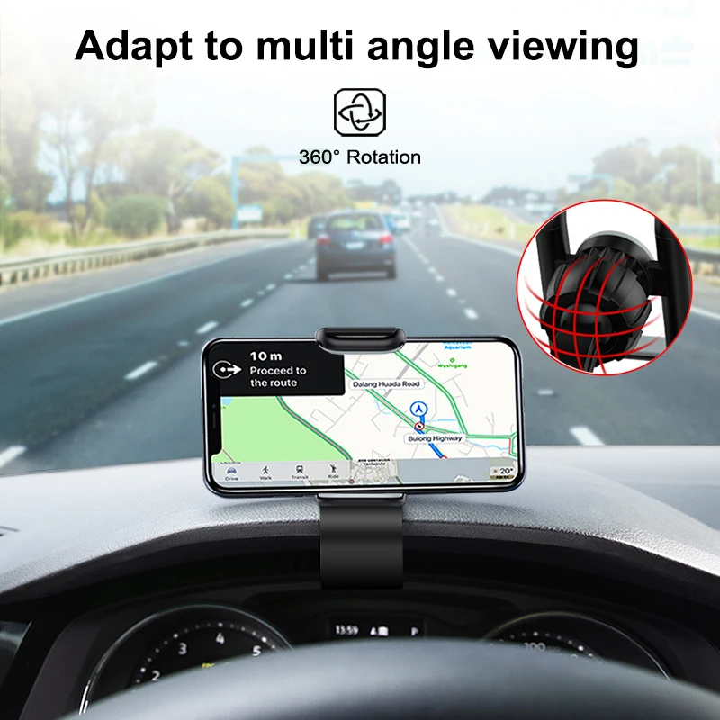 Автомобильный держатель HUD для смартфона, gps держатель, универсальная Колыбель, регулируемый нескользящий держатель для безопасного вождения, для iPhone X, зажим, подставка