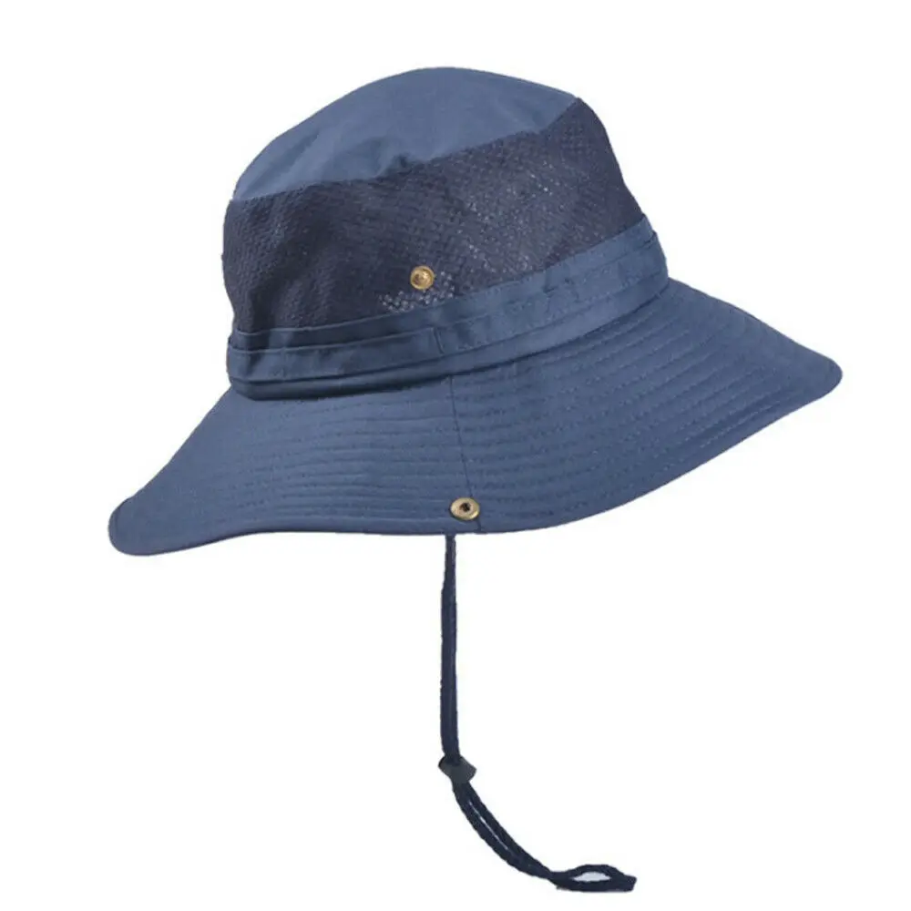 Dark Blue Boonie ведро шляпы Открытый подъем Рыбалка Охота широкая шляпа с защитной сеткой УФ сафари солнцезащитная Кепка Рыбацкая шляпа 5 цветов - Цвет: Dark Blue