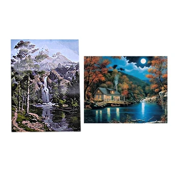 

2 set Paint By Number Kit DIY Oil Painting Cloth Digital Home Decor - The Moon Is Empty & Stone Pines Landscape