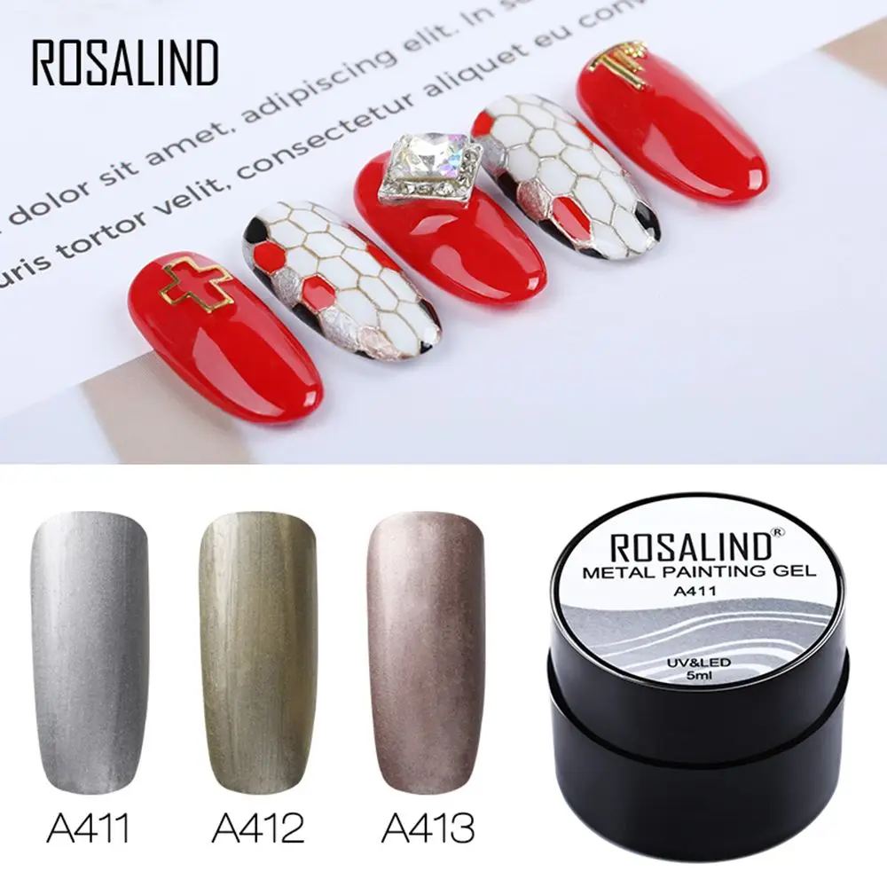 Гель-лак для ногтей ROSALIND основа для маникюра 5 мл 3 цвета грунтовка металлическая живопись гибридные Лаки Замачивание