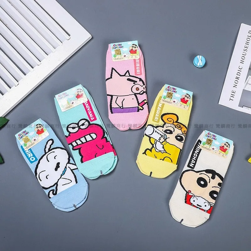 Японский женский тонкий носок мультфильм карандаш Shin chan дамы фрукты носки белый