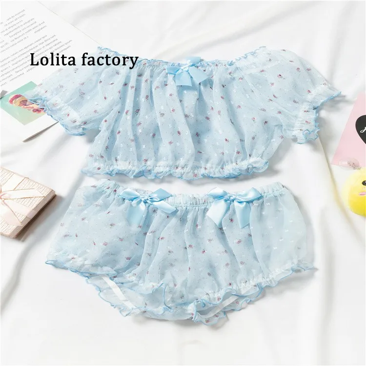 Japanese girls' small fresh rural comfortable Chiffon yarn fairy bra set Underwear Suit Sexy Lovely Soft Girl Student Bra