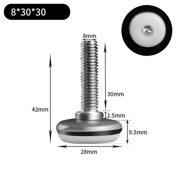 2/4/8Pcs Metal Furniture Legs Anti-slip Base Coffee Table Cabinet Leg Pad M6 M8 M10 Adjustable Leveling Feet Leveler 15mm-40mm 30mm  M8x30mm