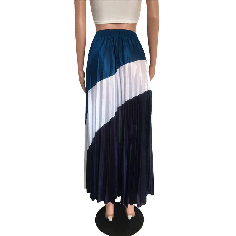 Есть цветные лоскутные сексуальные женские макси юбки средней талией повседневные плиссированные юбки осенние высокие уличные универсальные стильные юбки D5805