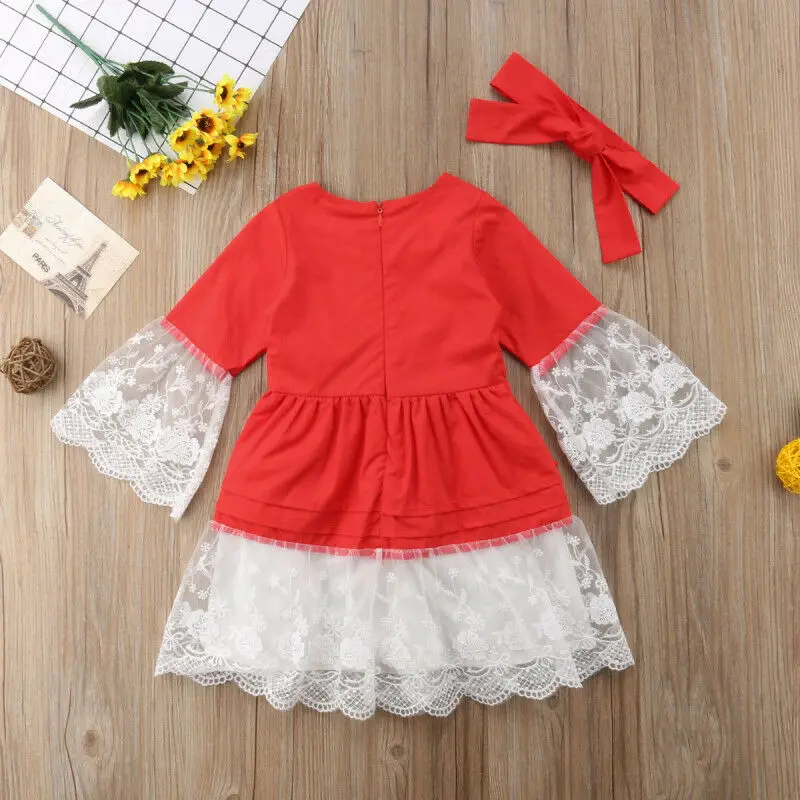 Emmababy модные От 1 до 5 лет Платье для маленьких девочек UK новорожденных Одежда для детей; малышей; девочек платье принцессы вечерние кружевное платье с узором одежда для детей на Рождество