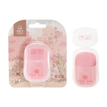 

50Pcs Cherry Mint Disposable Soap Paper Clean Smell Scented Slice Foaming Box Mini Paper Soap For Outdoor Travel Hand Care