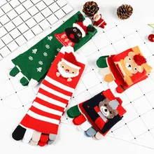 4Pairs Autumn Winter Women socks Christmas Unisex Print Multicolor Toe Socks Five Finger Sock Cotton Funny lovely sock Y107