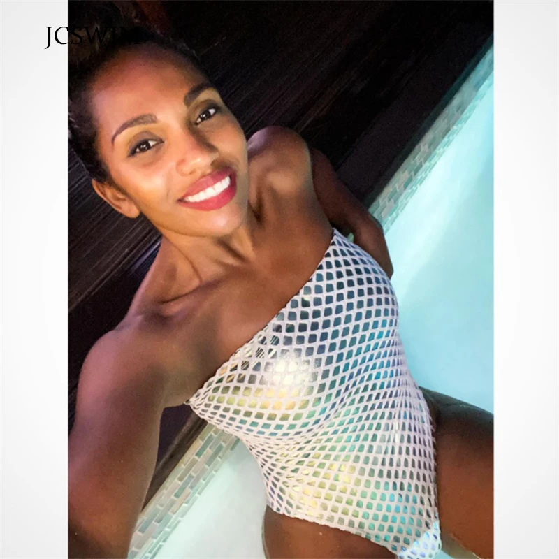 

JCSWIM Sexy Bandeau Shiny Swimwear Women One Piece Off Shoulder Swimsuit Push Up Swimming Swimming Suit For Women Biquinis New