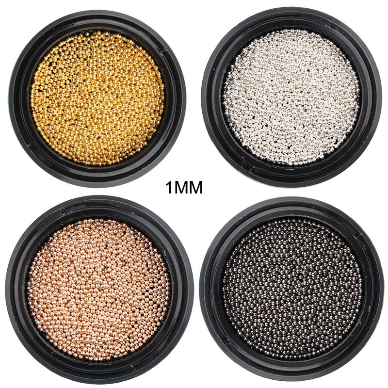 

1Pot 3D Metal Micro Beads Stainless Steel Caviar 0.8-1mm Studs For DIY Tool Nail Micro Gold/Silver Nail Art Decorations Beads