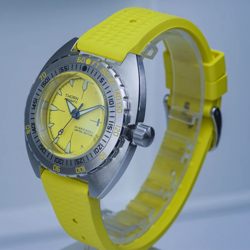 THORN Men's Diver Watch 44mm Yellow Dial Sapphire Glass NH35 Automatic