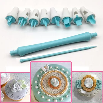

New Style 8 Head Pattern Fondant Cake Carving Embossed Mode Sugar Flowers Printed Modeling Baking Tool Style II