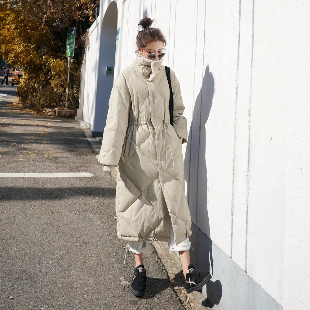 

Photo Shoot Fashionable Drawstring Waist Hugging Slimming Cotton Overcoat 2019 Winter New Style Retro Lambs Wool Joint Cotton Co