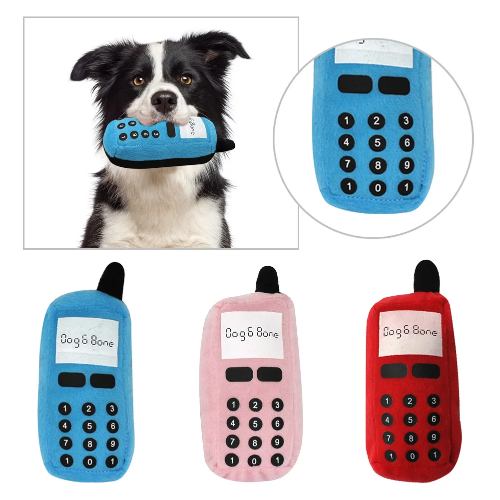 

1pcs Funny Pet Dog Cat Chew Toy Training Phone Shape Play Squeaky Plush Sound Toys Dog Fun Mobile Phone Toy