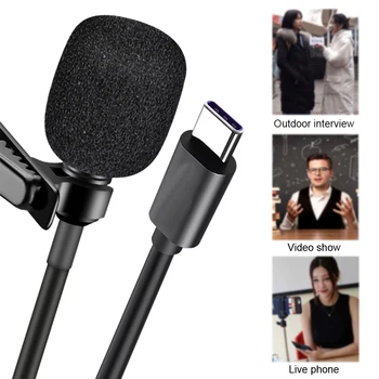 

Tablet Lavalier Condenser Microphone Conference For Smartphone Type-C Interface Windproof With Usb Adapter Omnidirectional Gift