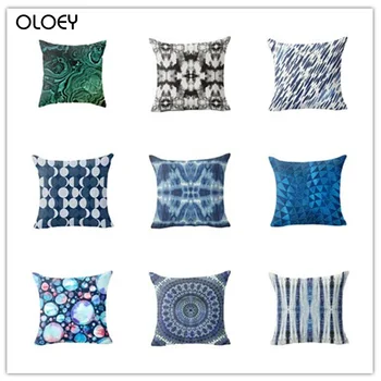 

Best Selling Sleek Minimalist Dark Blue Polyester Fabric Without Pillow Core Home Hotel Bed Car Seat Back Pillowcase Decoration.