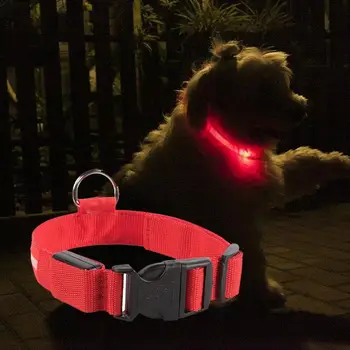 

USB Rechargeable LED Dog Pet Collar Flashing Luminous Safety Light Up Nylon Dog Collar Anti- Pet Necklace Puppy Cats Collars
