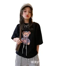

Children's short-sleeved T-shirts 2021 spring children's clothing bear loose boys and girls t-shirt trendy