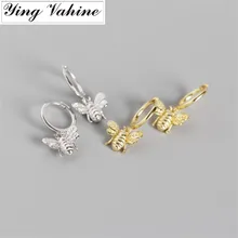 Ying vahine 925 пробы серебряные нежные и милые серьги-гвоздики с подвеской в виде пчелы для женщин
