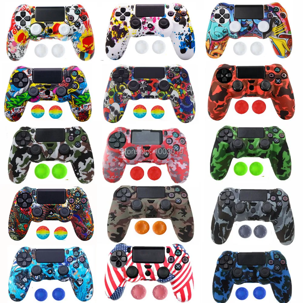 Ps4 Ps4 Slim Pro Camouflage Anti-slip Silicone Case Cover Skin With 2 Thumb Grip Caps For 4 Dualshock 4 Controller - Accessories - AliExpress