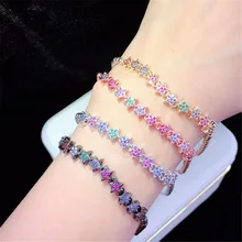 10 шт./лот,, латунный браслет с радужным кубическим цирконием, звезда, регулируемый браслет, модные ювелирные изделия