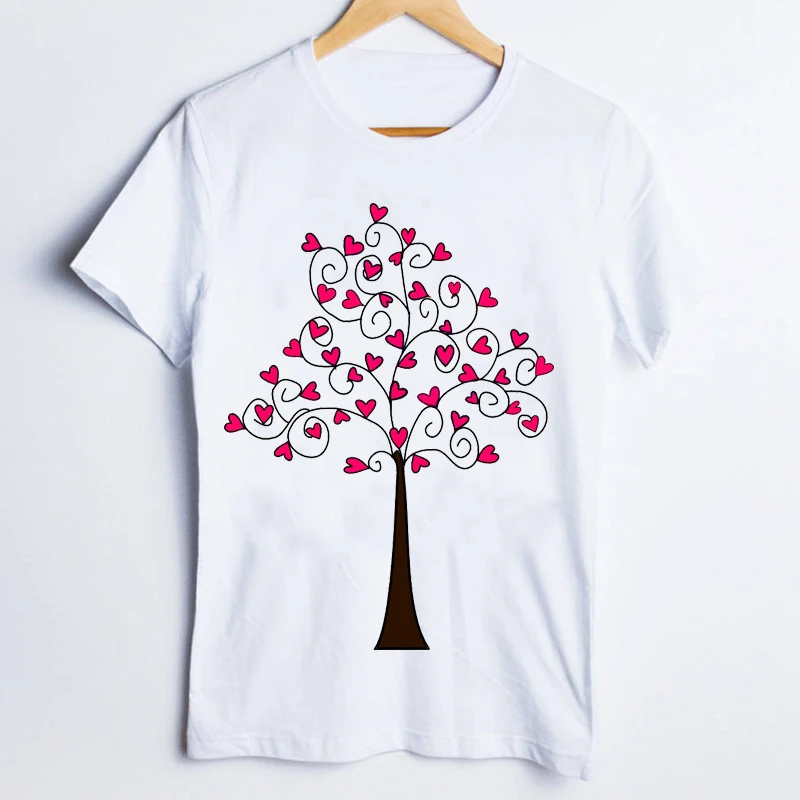 Women Tees Print Graphic Simple Love Tree Casaul Ladies 90s Cute Clothes Lady Tops Clothing Female T Shirt Womens T-Shirt | Женская