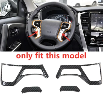 

for Mitsubishi Pajero Sport Montero Shogun Sport 2016-2020 ABS Carbon Fiber Interior Steering Wheel Decoration Cover Trim 4pcs