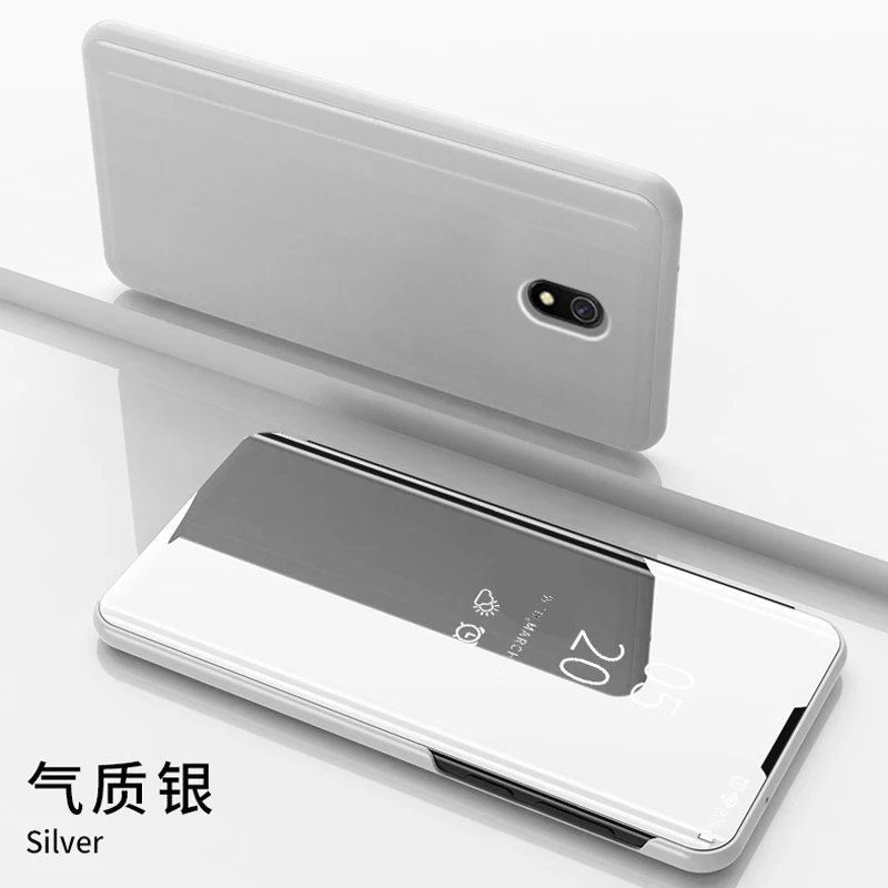 Silver Для Xiaomi Redmi 8A Redmi 8 чехол роскошный зеркальный флип-чехол для телефона полная защита для Redmi Note 8 Pro Note 8 чехол противоударный - Цвет: Silver