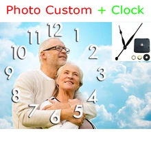 "Фото на заказ+ часы" Алмазная картина крестиком набор полный квадратный/круглый 5D вышитая картина личный выполненный на заказ K