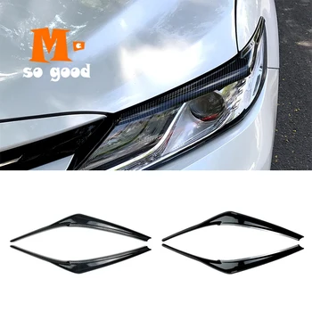 

2018 19 2020 For Toyota Camry Car Front Headlights Eyebrow Eyelids Sticker Trim Cover ABS Carbon /Black Accessories Styling 2pcs