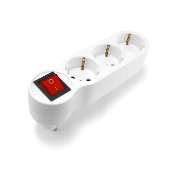 

EU Socket Power Adapter 16A 250V European Standard 1 to 3 Way Expansion Socket 4.8mm German Power Extension Plug Converter
