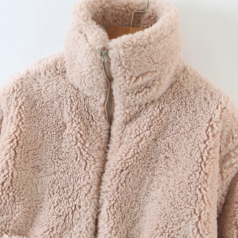 Wixra Lamb Wool Coats Womens New Soft Loose Casual