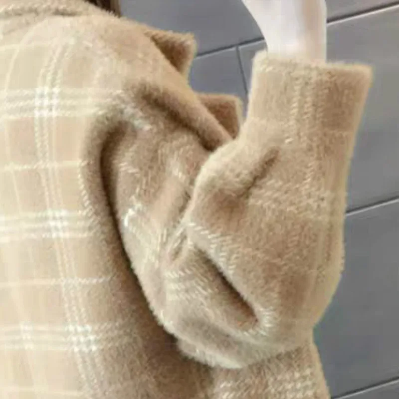 Neploe корейский Свободный имитация воды бархат средней длины Abrigo Mujer длинный кардиган, свитер Женская куртка плотное пальто осень 46042