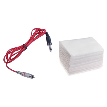 

50 Pcs Disposable Tattoo Paper Tissue Body Art Supplies & 1 Set RCA Jack Plug Adaptor Clip Cord for Tattoo Machine