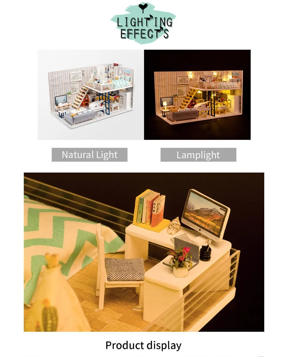 Деревянный Кукольный Дом головоломка сборная 3D Miniaturas кукольный домик наборы игрушек diy Кукольный дом мебель для детей подарок на день рождения Хаутен