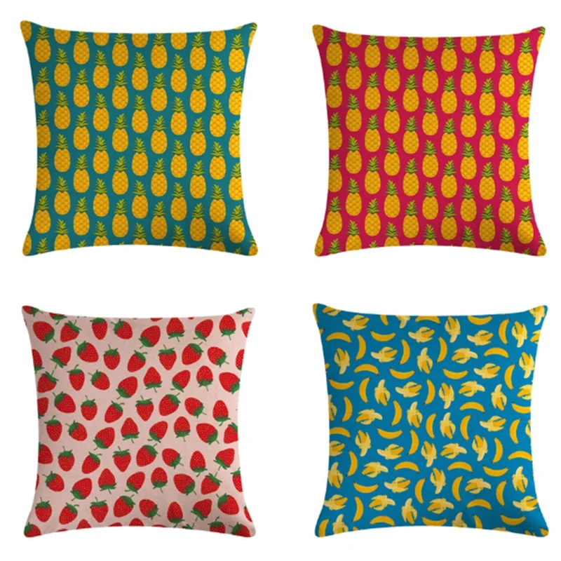 

Printed Fruit Pillowcase Linen Cotton Lemon Orange Upholstery with Cushion Cover Car Sofa